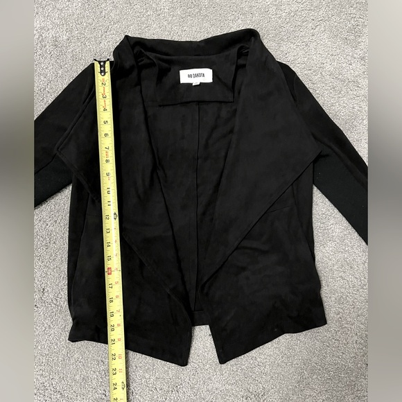 NWOT - BB Dakota Faux Suede Drape Front Jacket - Black - Size Medium - Picture 9 of 13